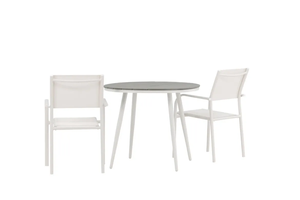 Garten Essgruppe Italiano – 3-teiliges Gartenmöbel-Set in Weiß/Grau