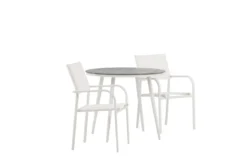 Garten Essgruppe Italiano – 3-teiliges Gartenmöbel-Set in Weiß/Grau