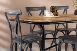 Garten Essgruppe Jamie – 7-teiliges Gartenmöbel-Set mit schwarzen Stühlen