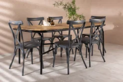 Garten Essgruppe Jamie – 7-teiliges Gartenmöbel-Set mit schwarzen Stühlen