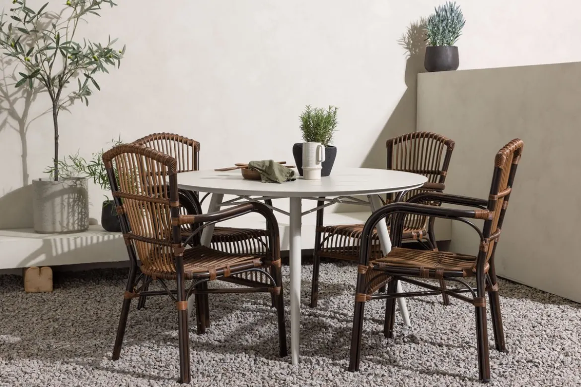 Garten Essgruppe Jorina – 5-teiliges Set in Rattanoptik