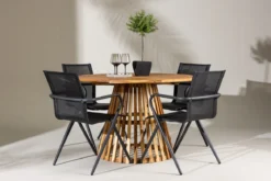Garten Essgruppe Leone – 5-teiliges Gartenmöbel-Set mit rundem Tisch aus Akazie