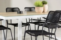 Garten Essgruppe Levrin – 7-teiliges Gartenmöbel-Set in Schwarz/Weiß