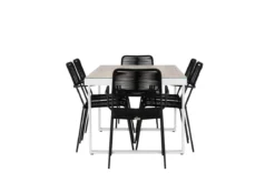 Garten Essgruppe Levrin – 7-teiliges Gartenmöbel-Set in Schwarz/Weiß