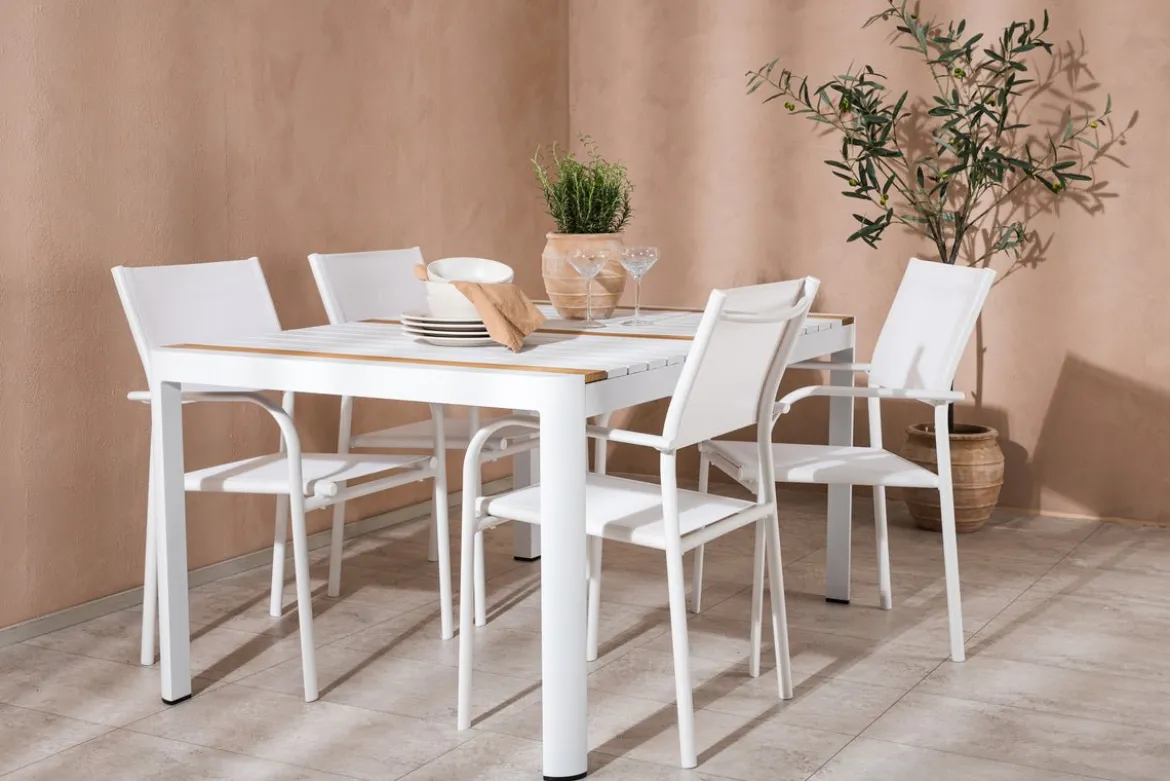 Garten Essgruppe Mareike – Weißes Gartenmöbel-Set in 2 Größen