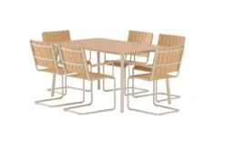 Garten Essgruppe Moraya – 7-teiliges Set aus Stahl/Polywood in 2 Farben