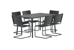 Garten Essgruppe Moraya – 7-teiliges Set aus Stahl/Polywood in 2 Farben