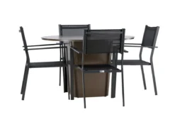 Garten Essgruppe Nordic – 5-teiliges Gartenmöbel-Set mit braunem Tisch aus Aluminium