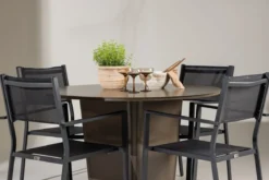 Garten Essgruppe Nordic – 5-teiliges Gartenmöbel-Set mit braunem Tisch aus Aluminium