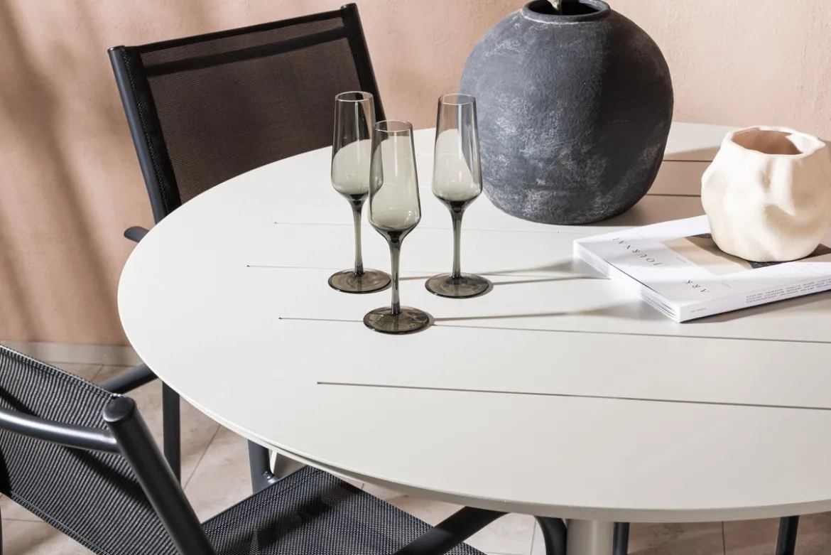 Garten Essgruppe Novira – 5-teiliges Set in Beige/Schwarz