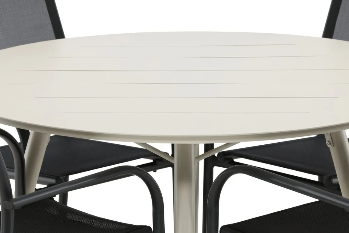Garten Essgruppe Novira – 5-teiliges Set in Beige/Schwarz
