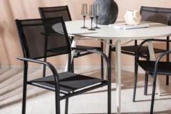 Garten Essgruppe Novira – 5-teiliges Set in Beige/Schwarz