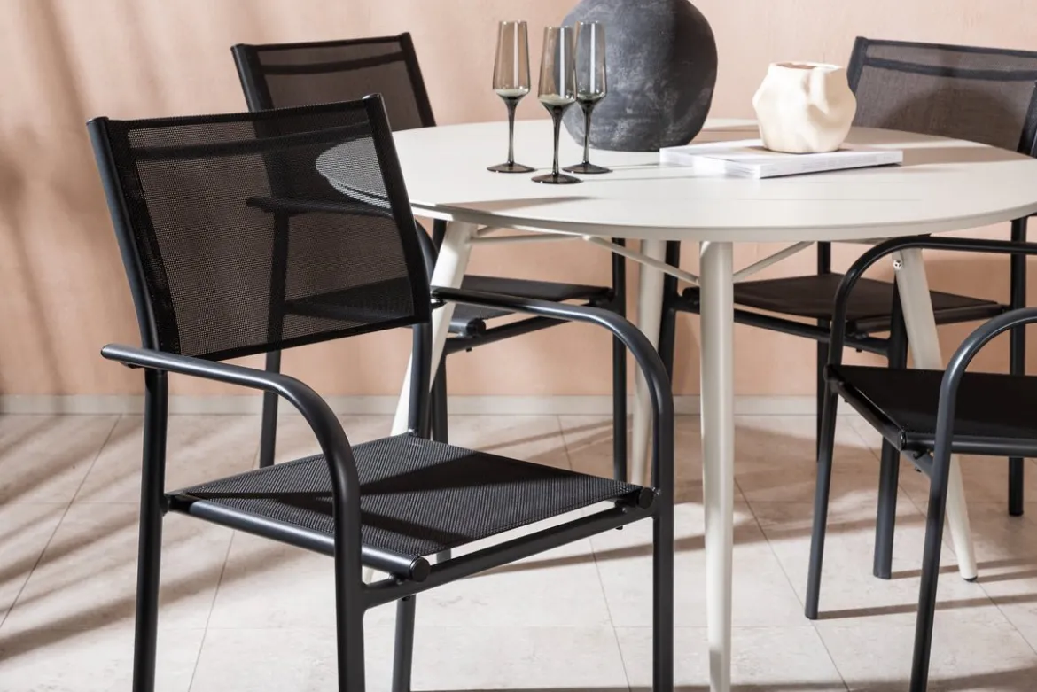 Garten Essgruppe Novira – 5-teiliges Set in Beige/Schwarz