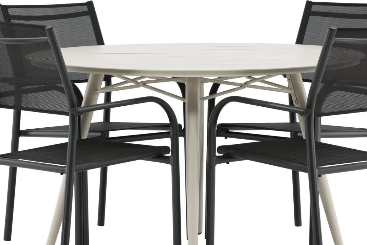 Garten Essgruppe Novira – 5-teiliges Set in Beige/Schwarz