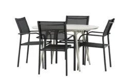 Garten Essgruppe Novira – 5-teiliges Set in Beige/Schwarz