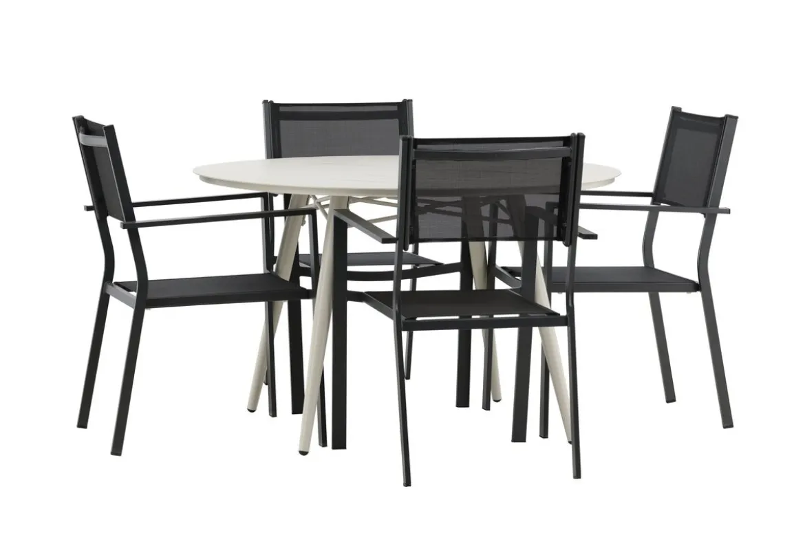 Garten Essgruppe Orlena – 5-teiliges Set in Beige/Schwarz