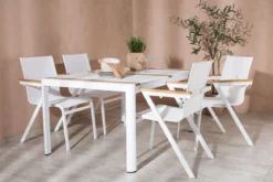 Garten Essgruppe Rolina – 4 Stühle und 1 Tisch in Weiß