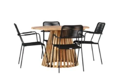 Garten Essgruppe Samira – 5-teiliges Gartenmöbel-Set mit rundem Tisch aus Akazie