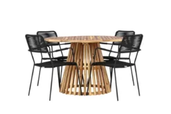 Garten Essgruppe Samira – 5-teiliges Gartenmöbel-Set mit rundem Tisch aus Akazie