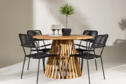 Garten Essgruppe Samira – 5-teiliges Gartenmöbel-Set mit rundem Tisch aus Akazie