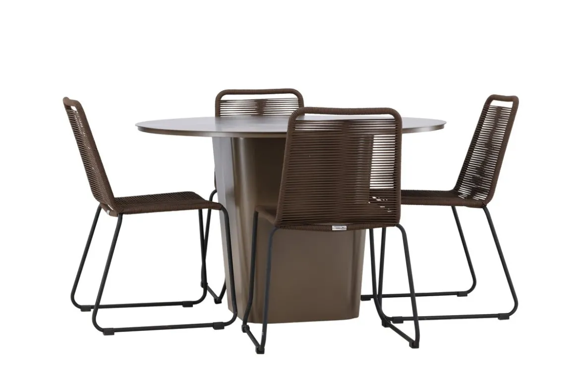 Garten Essgruppe Santa – 5-teiliges Gartenmöbel-Set mit rundem Tisch