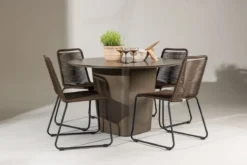 Garten Essgruppe Santa – 5-teiliges Gartenmöbel-Set mit rundem Tisch