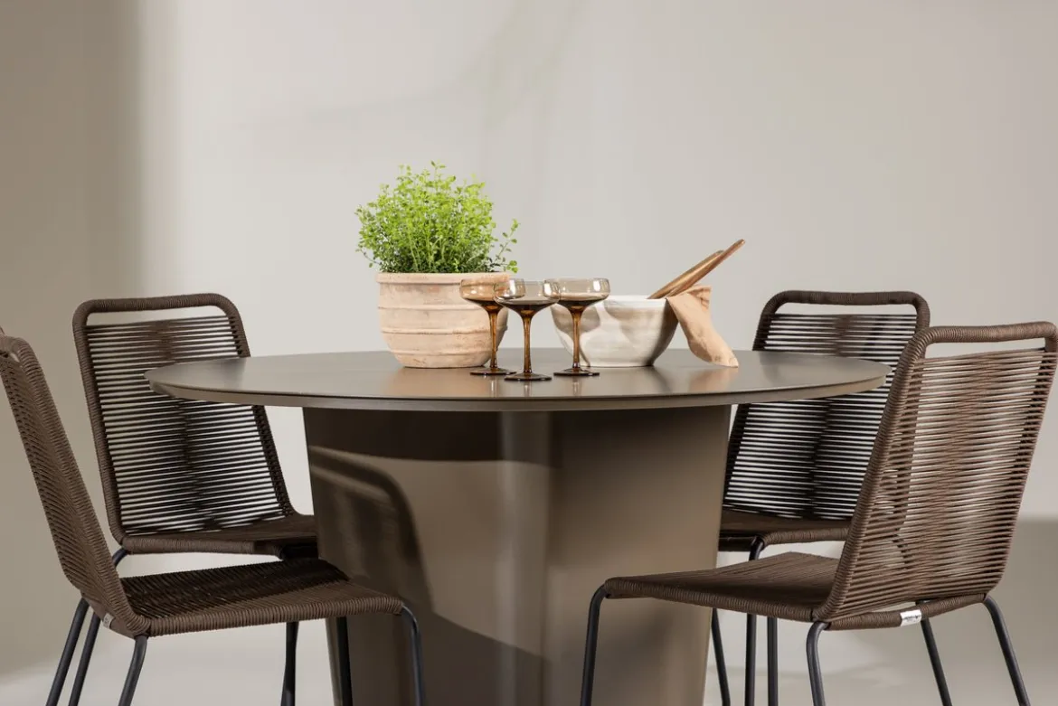 Garten Essgruppe Santa – 5-teiliges Gartenmöbel-Set mit rundem Tisch