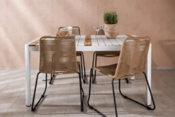 Garten Essgruppe Sarova – 5-teiliges Set in Weiß/Braun