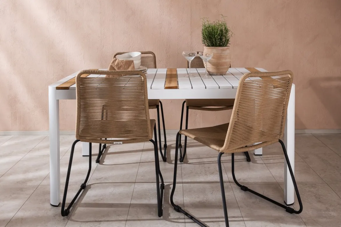 Garten Essgruppe Sarova – 5-teiliges Set in Weiß/Braun
