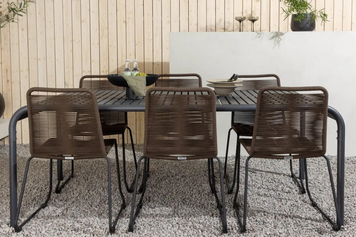 Garten Essgruppe Savannah – 7-teiliges Gartenmöbel-Set mit braunen Stühlen
