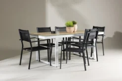 Garten Essgruppe Silva – 7-teiliges Gartenmöbel-Set in Schwarz/Weiß