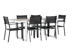 Garten Essgruppe Silva – 7-teiliges Gartenmöbel-Set in Schwarz/Weiß