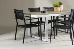 Garten Essgruppe Silva – 7-teiliges Gartenmöbel-Set in Schwarz/Weiß
