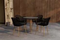 Garten Essgruppe Solina – 5-teiliges Set mit Keramik-Tischplatte