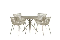 Garten Essgruppe Solvira – 5-teiliges Gartenmöbel-Set mit rundem Tisch