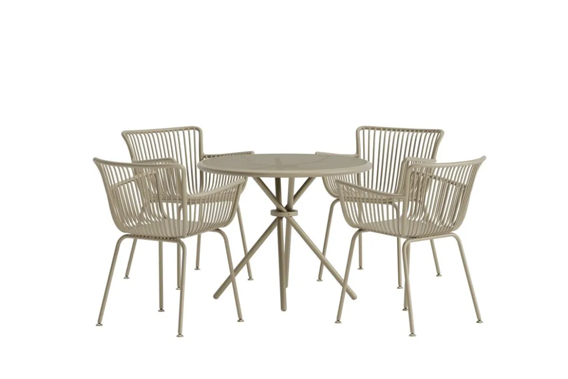 Garten Essgruppe Solvira – 5-teiliges Gartenmöbel-Set mit rundem Tisch