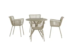 Garten Essgruppe Solvira – 5-teiliges Gartenmöbel-Set mit rundem Tisch