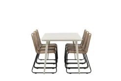 Garten Essgruppe Teneriffa– 7-teiliges Gartenmöbel-Set Beige/Braun