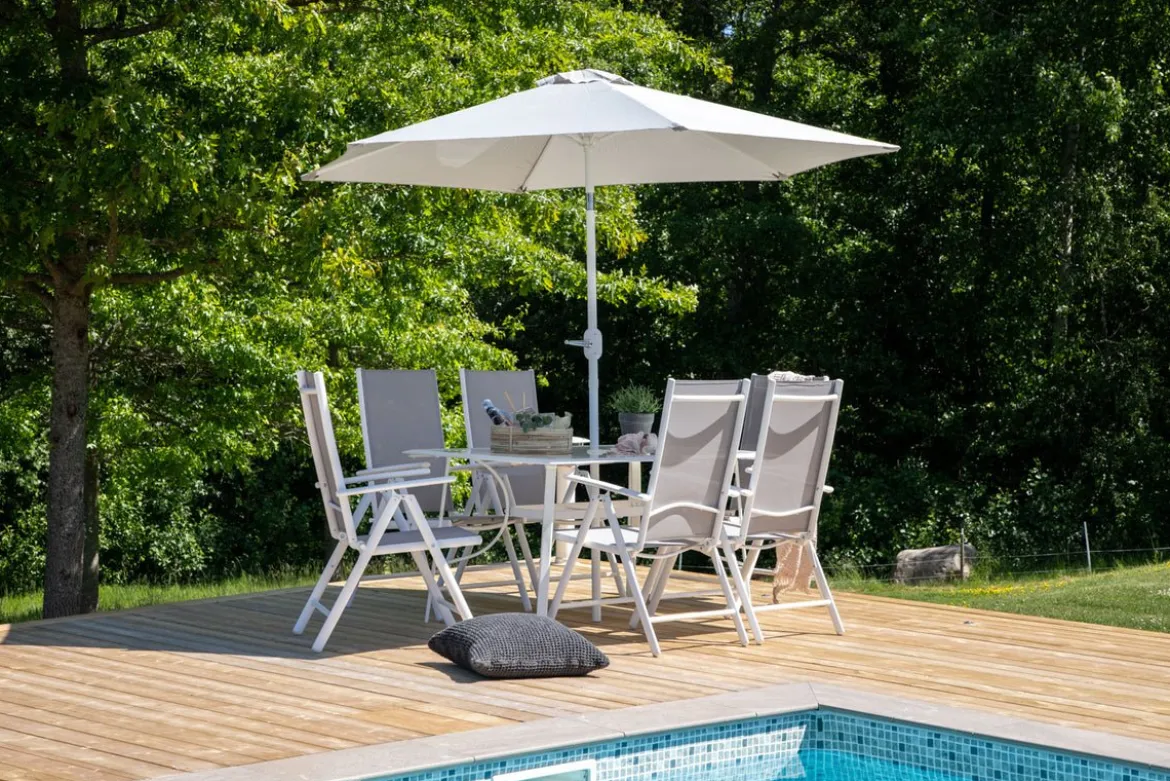 Garten Essgruppe Toulouse – 8-teiliges Gartenmöbel-Set aus Aluminium und Textilene