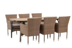 Garten Essgruppe Vesta – 7-teiliges Gartenmöbel-Set mit Tisch aus Akazienholz