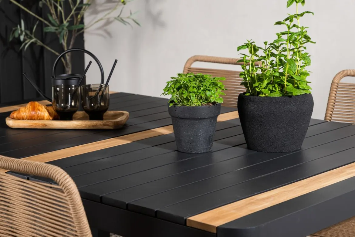 Garten Essgruppe Virello – 5-teiliges Gartenmöbel-Set in Schwarz/Braun
