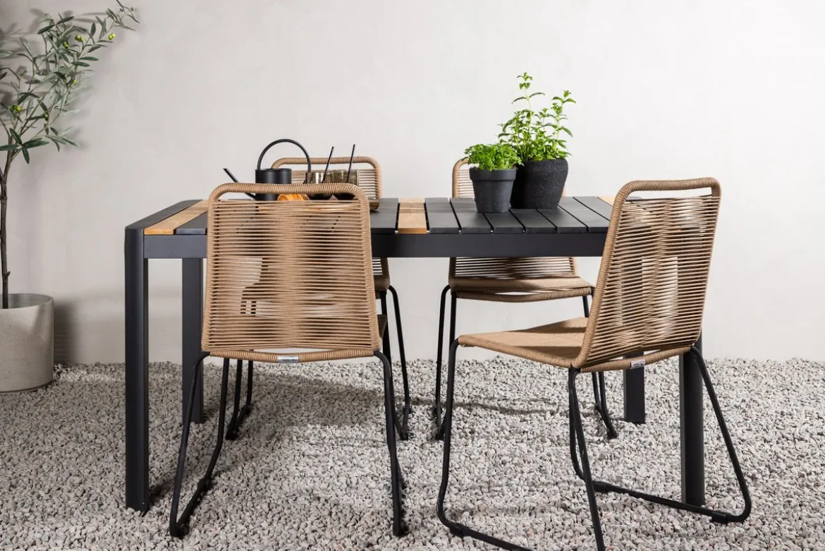 Garten Essgruppe Virello – 5-teiliges Gartenmöbel-Set in Schwarz/Braun