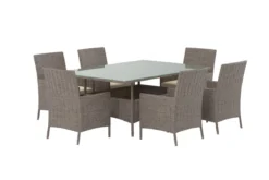Garten Essgruppe Vireta – 7-teiliges Set aus synthetischem Rattan