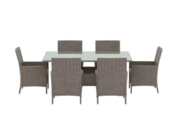 Garten Essgruppe Vireta – 7-teiliges Set aus synthetischem Rattan