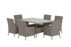Garten Essgruppe Vireta – 7-teiliges Set aus synthetischem Rattan