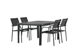 Garten Essgruppe Wylera – 5-teiliges Gartenmöbel-Set in Schwarz
