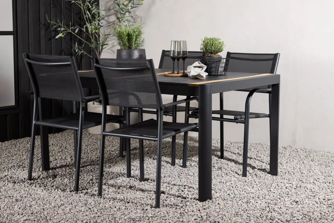 Garten Essgruppe Wylera – 5-teiliges Gartenmöbel-Set in Schwarz