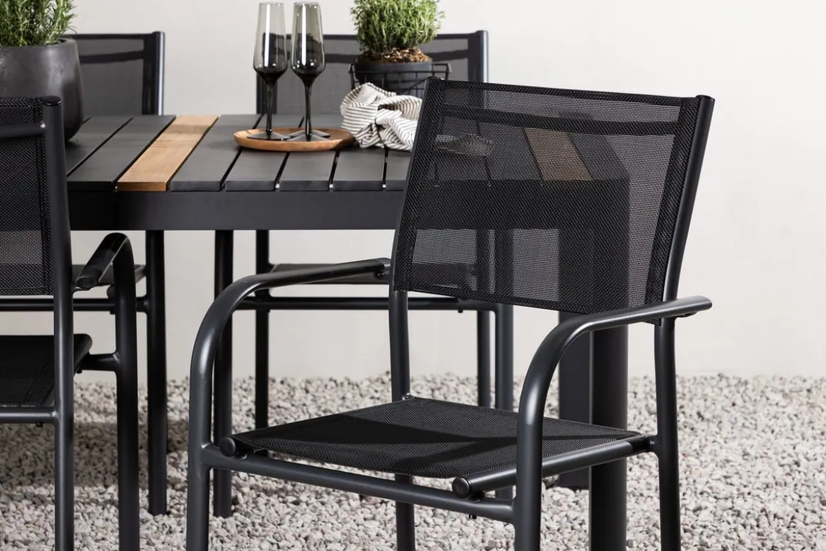 Garten Essgruppe Wylera – 5-teiliges Gartenmöbel-Set in Schwarz