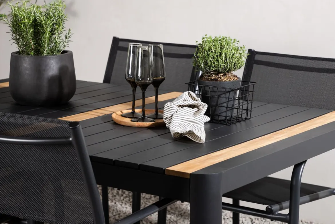 Garten Essgruppe Wylera – 5-teiliges Gartenmöbel-Set in Schwarz