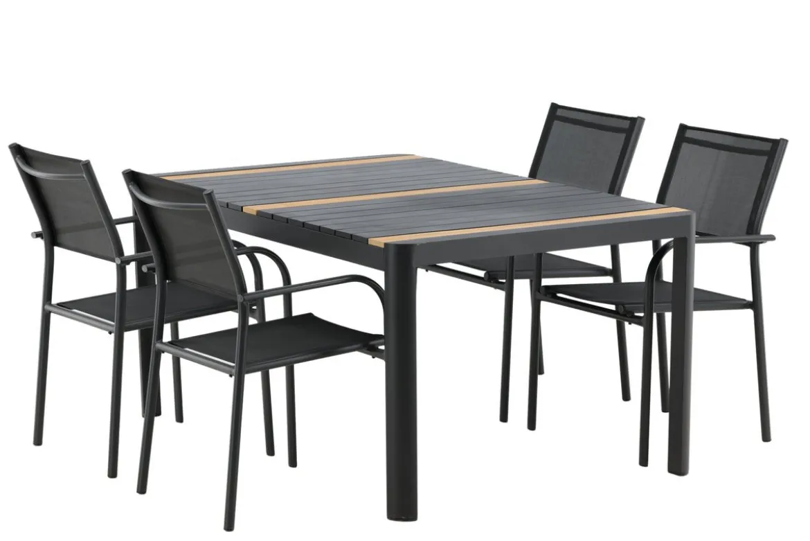 Garten Essgruppe Wylera – 5-teiliges Gartenmöbel-Set in Schwarz
